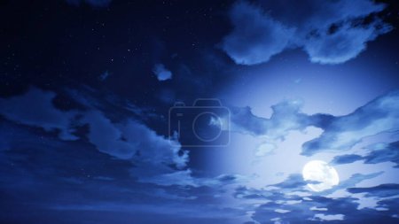 Téléchargez les photos : "Cloudscape in the moon night. 3D rendering" - en image libre de droit