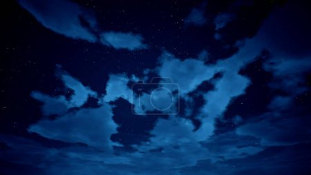 Téléchargez les photos : "Paysage nuageux dans la nuit de la lune. rendu 3D" - en image libre de droit