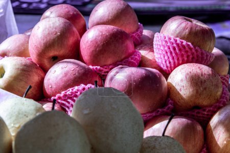 Photo for A lot of Pink Lady apple for sale at city market - Royalty Free Image
