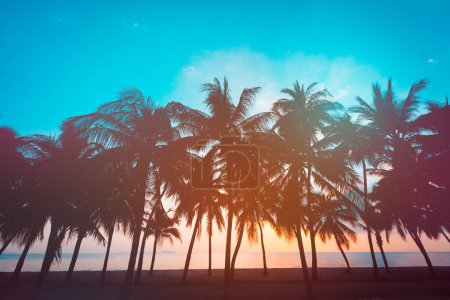 Photo for "Coconut tree with sunset" - Royalty Free Image