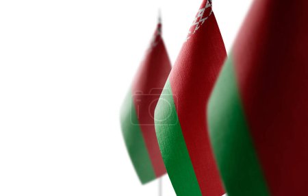 Foto de "Pequeñas banderas nacionales de Bielorrusia sobre fondo blanco" - Imagen libre de derechos
