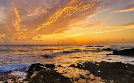 Photo for Enjoying sunset scenery at the coastline, nature in Mexico - Royalty Free Image