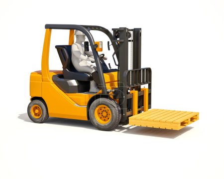 Photo for Yellow Forklift Truck against white - Royalty Free Image