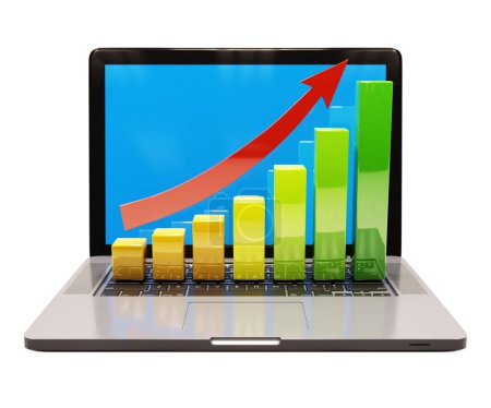 Photo for "Growth Chart on Laptop Computer" - Royalty Free Image