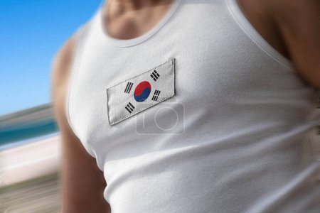 Téléchargez les photos : "The national flag of South Korean on the athlete's chest" - en image libre de droit