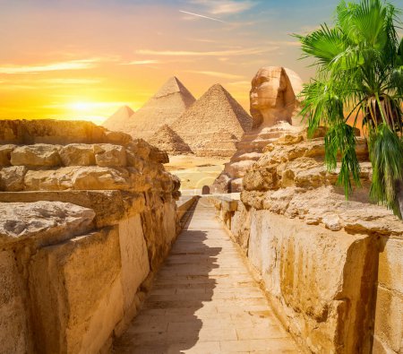 Photo for Sunshine over Giza background view - Royalty Free Image