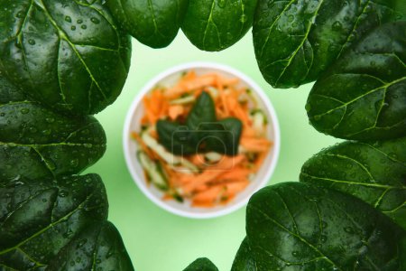 Téléchargez les photos : Salade de carottes, concombre et épinards - en image libre de droit