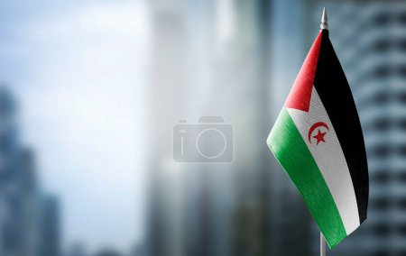 Photo for Flag of Sahrawi over the city background - Royalty Free Image