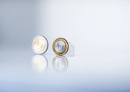 Photo for Silver euro coins on background, close up - Royalty Free Image