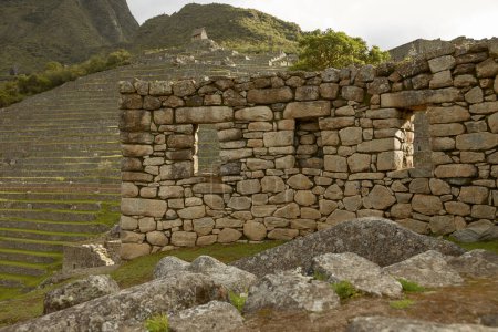 Foto de Ruins of Lost Incan City Machu Picchu near Cusco in Peru - Imagen libre de derechos