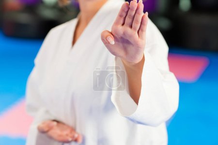 Photo for Cropped woman doing Tae Kwon Do exercise - Royalty Free Image