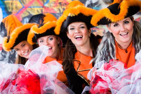 German traditional dance group Funkenmariechen in carnival celebration