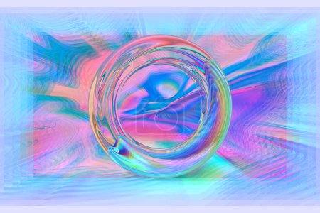 Foto de Un anillo iridiscente sobre un fondo iridiscente. diseño, arte - Imagen libre de derechos