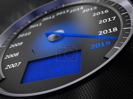 Téléchargez les photos : Compteur de vitesse bleu Bonne année - en image libre de droit