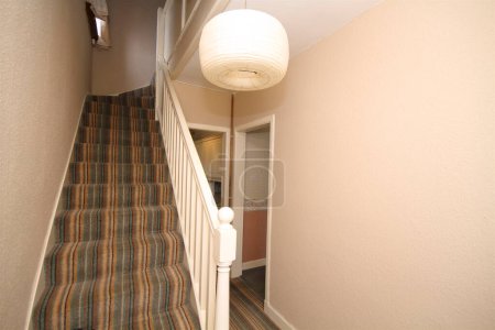 Photo for Interior view to the modern corridor with stairs - Royalty Free Image
