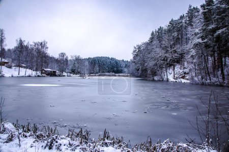 Téléchargez les photos : Le lac Finsterroter See à Wstenrot, Bade-Wrttemberg, Allemagne - en image libre de droit