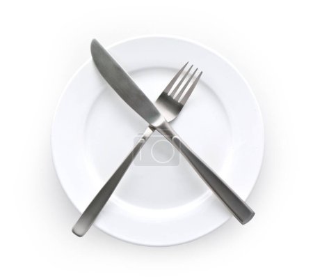 Téléchargez les photos : Assiette vide sur la table, vue du dessus - en image libre de droit