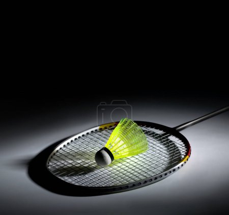 Photo for Shuttlecock and badminton racket - Royalty Free Image