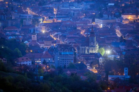 Photo for Aerial panorama of Brasov at dawn - Royalty Free Image