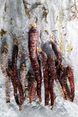 Photo for Baked purple carrots, close-up view - Royalty Free Image