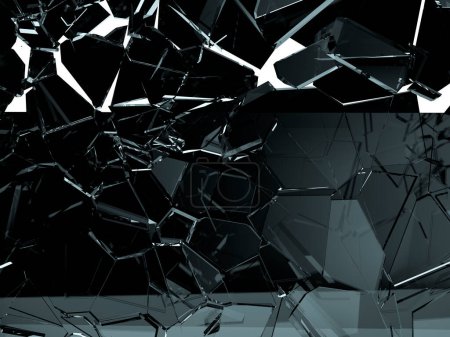 Photo for Pieces of glass broken or cracked on white - Royalty Free Image