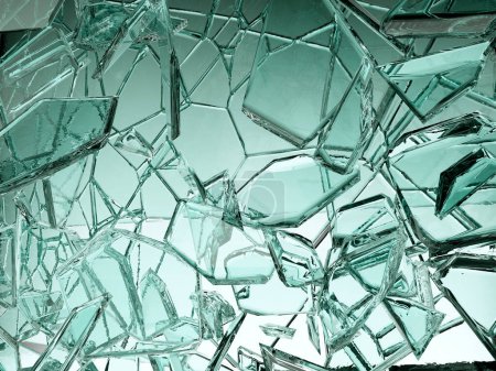 Photo for "Pieces of transparent glass broken or cracked " - Royalty Free Image