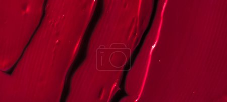 Photo for Red cosmetic texture background, make-up and skincare cosmetics product, cream, lipstick, moisturizer macro as luxury beauty brand, holiday flatlay design" - Royalty Free Image