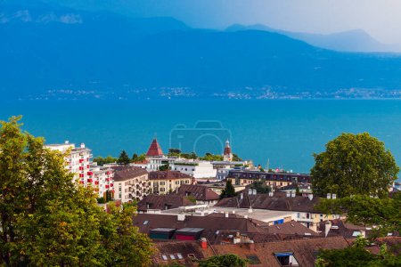 Photo for Lausanne architecture and Lake Geneva - Royalty Free Image