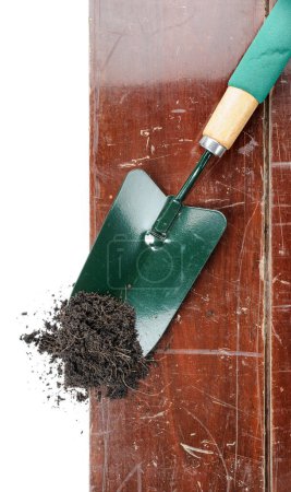 Photo for Top view of gardening tools background - Royalty Free Image