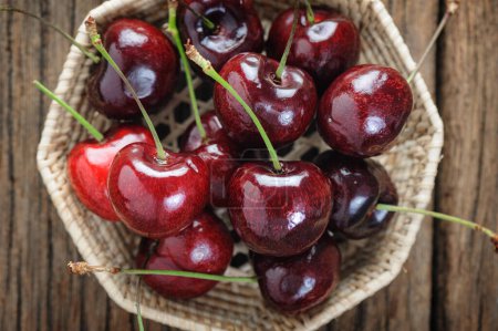 Photo for Cherries in basket, close-up view - Royalty Free Image