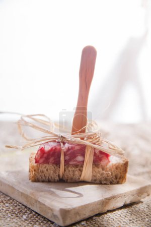 Photo for Bread and salami , close-up view - Royalty Free Image