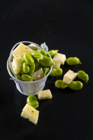 Photo for Bowl of tasty peas on dark background - Royalty Free Image