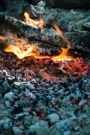 Foto de Fase de combustión de madera, hermosa hoguera - Imagen libre de derechos