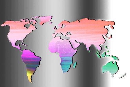 Téléchargez les photos : Carte du monde avec fond gris - en image libre de droit