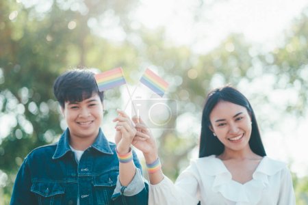 Photo for "LGBTQ concept with mixed race beautiful couple" - Royalty Free Image