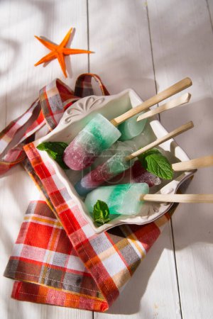 Photo for Multicolored icicles, summer dessert - Royalty Free Image