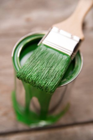 Photo for Green Paint and brush - Royalty Free Image