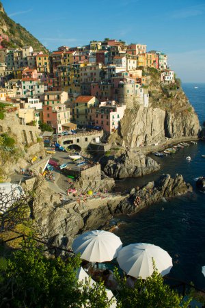 Photo for Aerial view of beautiful old italian town on rocky coast - Royalty Free Image