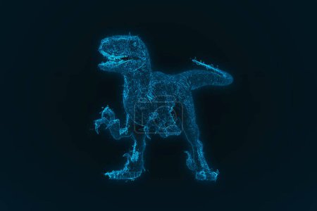 Foto de Dinosaurio sobre fondo negro, ilustración 3d - Imagen libre de derechos