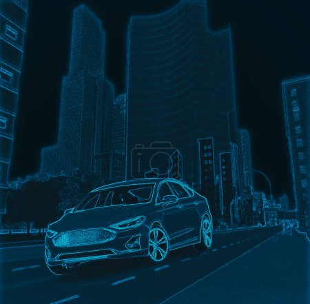 Téléchargez les photos : Technologie de voiture intelligente, illustration 3D - en image libre de droit