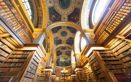 Photo for PARIS, FRANCE - SEPTEMBER 15, 2013: The library at the Assemblee Nationale, with painted ceilings by Delacroix. Home of the French parliament, in Hotel de Lassay, Paris, France. - Royalty Free Image