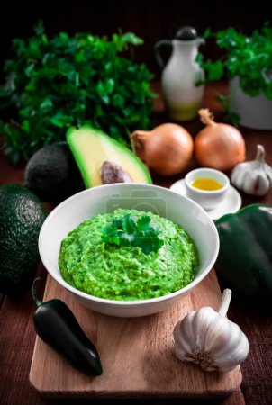 Photo for "Guasacaca is a green avocado sauce." - Royalty Free Image
