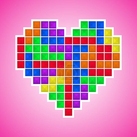 Photo for Old video game heart on pink background - Royalty Free Image
