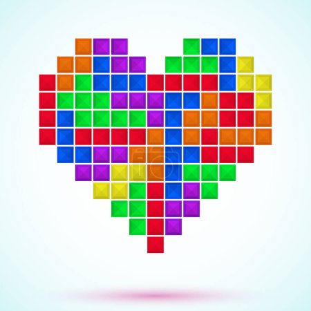 Photo for Old video game heart on white background - Royalty Free Image