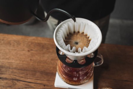 Photo for "barista dripping coffee and slow coffee bar style" - Royalty Free Image