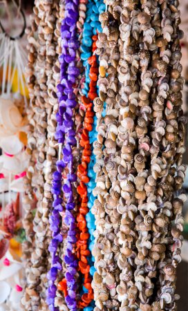 Téléchargez les photos : Curtain of sea shells for decoration - en image libre de droit