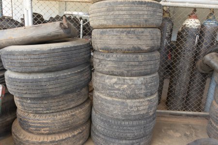 Photo for Heap of Old car tires. - Royalty Free Image