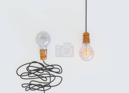 Photo for Lightbulbs with wires, colorful image - Royalty Free Image