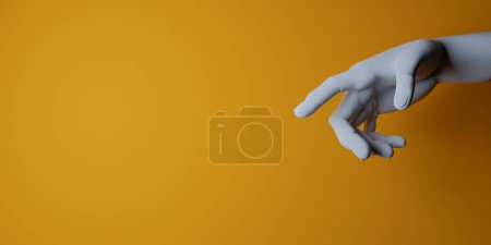 Photo for White plaster hand pointing to the center of the image - Royalty Free Image