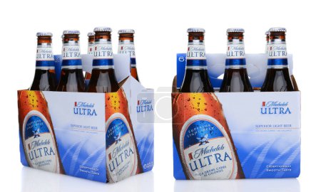 Photo for IRVINE, CA - MAY 25, 2014: A 6 pack of Michelob Ultra, side view and 3/4 view. - Royalty Free Image